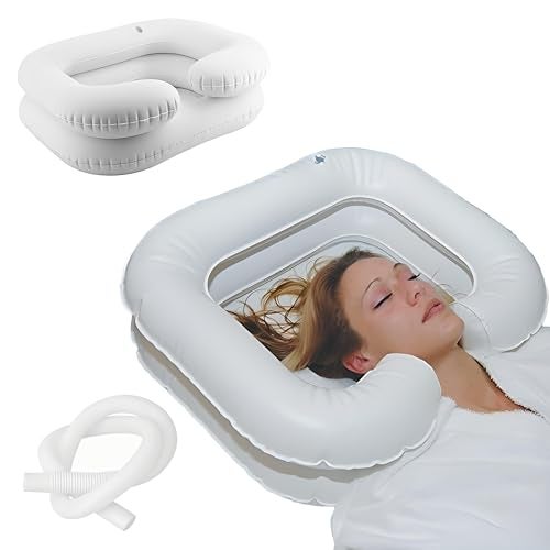 Inflatable Hair Washing Basin - Portable Shampoo Tray for Bed Use - Ideal for Elderly, Disabled, Injured & Handicapped - Easy Hair Washing & Cleaning Aid
